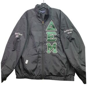 Delta Epsilon Mu Jacket Mens Large Windbreaker Full Zip Fraternity‎ Preppy